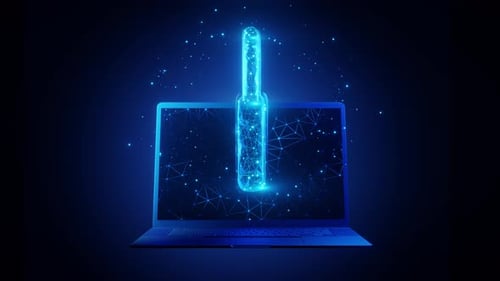 Futuristic Digital Padlock on Laptop for Cybersecurity
