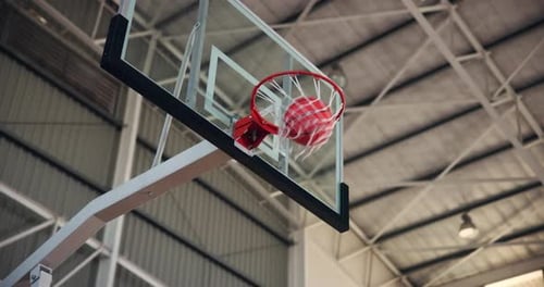 Basketball, games and score in net, hoop and competition in campus court