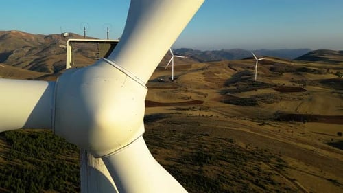 Aerial View of Wind Turbine Farm