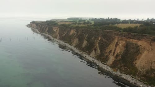 Aerial View Of A Steep Slope Near A Danish Coastline