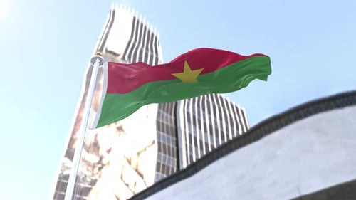 Realistic National Flag Waving in Modern Cityscape