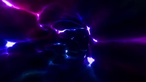 Futuristic Neon Energy Tunnel Loop – Abstract Blue and Pink Light Streaks Background