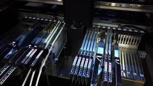 Pick and Place Machine Installs Components of Motherboard