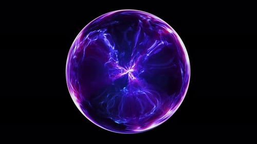 Gráfico abstrato em movimento de orbe de energia. Esfera colorida com efeito de fumaça em espiral no interior. Dança energética