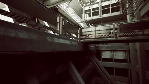 Cinematic Flythrough of Futuristic Sci-Fi Industrial Corridor