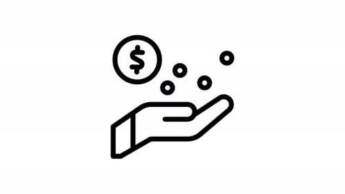 Animated Financial Growth Icon with Hand and Data Chart