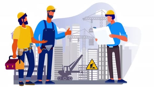 Equipo de ingeniería en una obra de construcción 4k