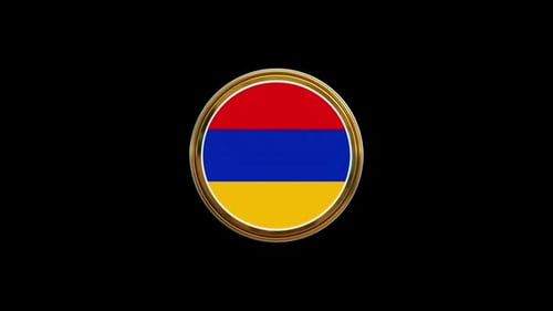 Armenian Flag 3D Golden Spinning Badge