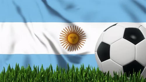 Soccer Background with Argentina Flag 4K Looped