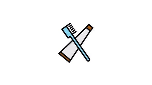 Animated Toothbrush and Toothpaste Flat Design Icon