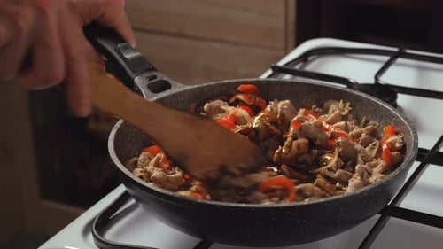 Add Oyster Sauce To A Pan With Beef And Vegetables