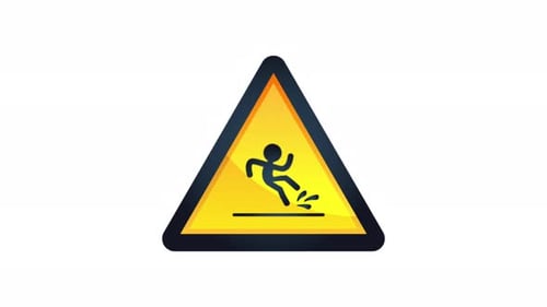 Animated Slippery When Wet Hazard Sign