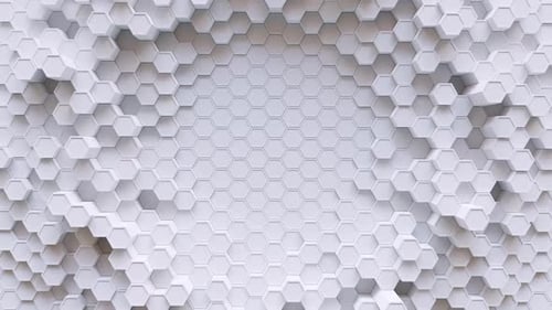 Seamless Looping Animated White Hexagon Geometric Background
