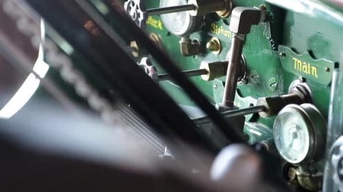 Close up video of the interior workings of an old fashion Stanley car