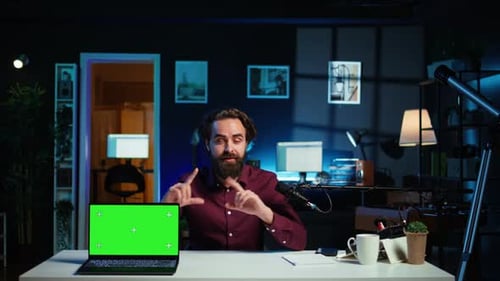 Entertainer Presents Chroma Key Laptop From Brand Sponsoring Video