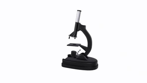 Microscope rotation in loop on white background