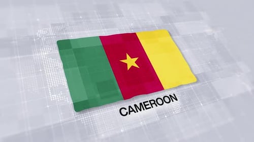 Cameroon Flag Presentation Displayed On Modern Clean White Background