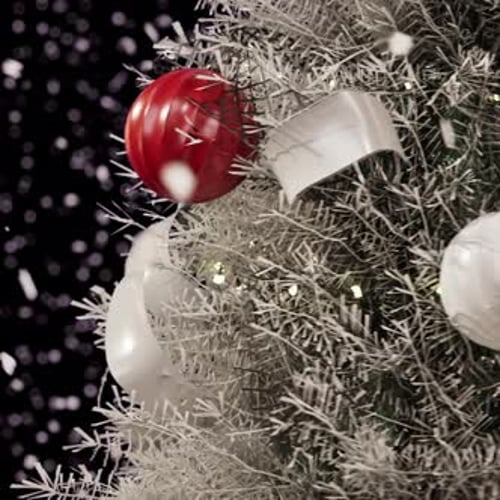Snowy Christmas Tree Close-Up with Falling Snow – Alpha Channel Loop