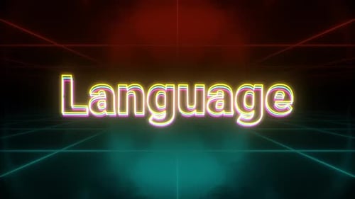 Neon Light Digital Text Reveal with Grid Background