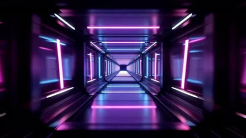 Infinite Loop of a Futuristic Neon Cyber Tunnel Background