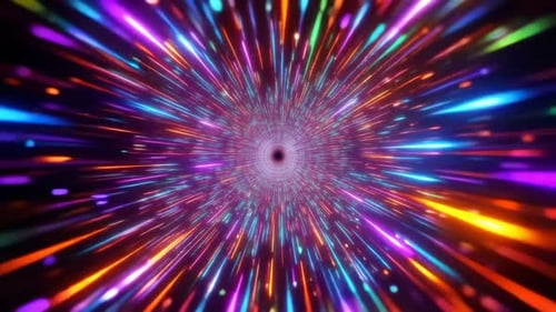 Graphiques animés abstraits du tunnel hyperspatial à la vitesse de la lumière au néon