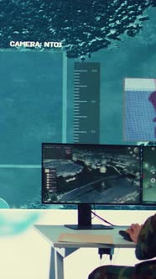 Vertical Video Group of Soldiers Managing Air and Sea Traffic Control for Military Operations