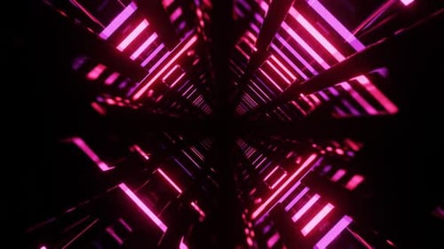 Futuristic neon tunnel glowing with vibrant purple lights
