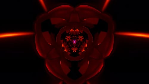 Espectáculo futurista de luces de neón con animaciones geométricas giratorias