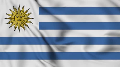 Uruguay Flag Realistic Waving Animation