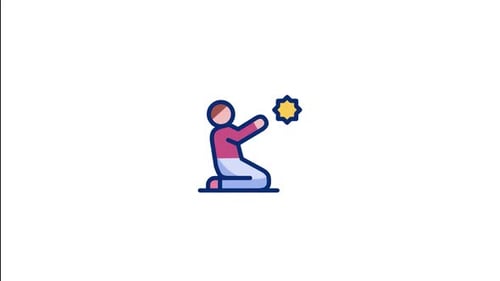 Animated Flat Design Icon of Person Kneeling in Prayer
