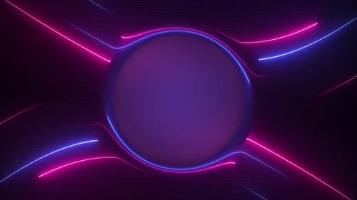 Abstract Neon Glowing Lines Circle Frame Background Loop