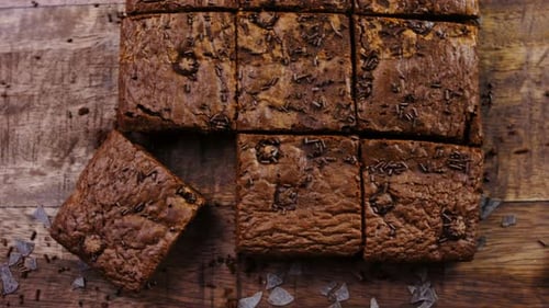 Delicious Chocolate Brownies on Wooden Surface