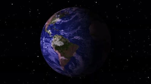 Spinning Planet Earth in Space with Twinkling Stars