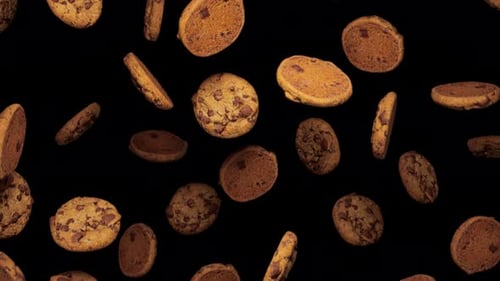 Falling Chocolate Chip Cookies Seamless Loop Background