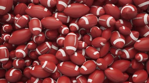Pile of American Footballs Shifting and Rolling Seamless Loop