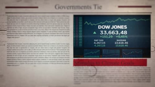 Animated Newspaper with Stock Market and Business News Display