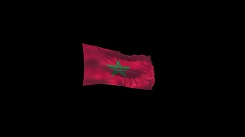 Waving Morocco Flag Loop With Alpha Channel
