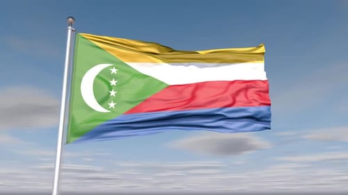Comoros National Flag Waving in Realistic 3D Animation