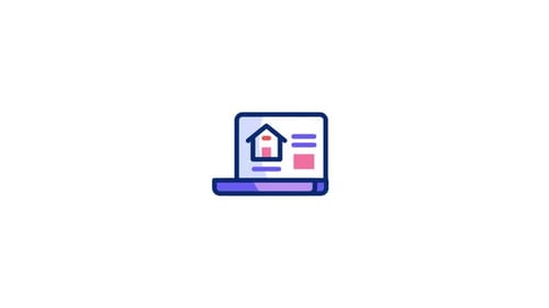 Real Estate Finance Laptop Icon Reveal Animation