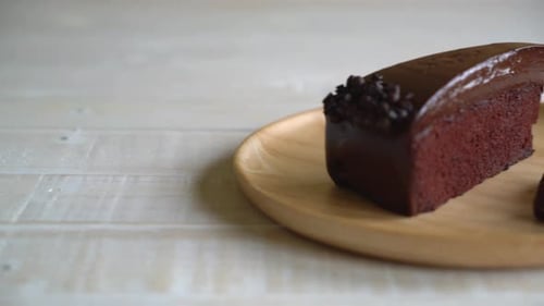Luscious Chocolate Cake Slice on Plate