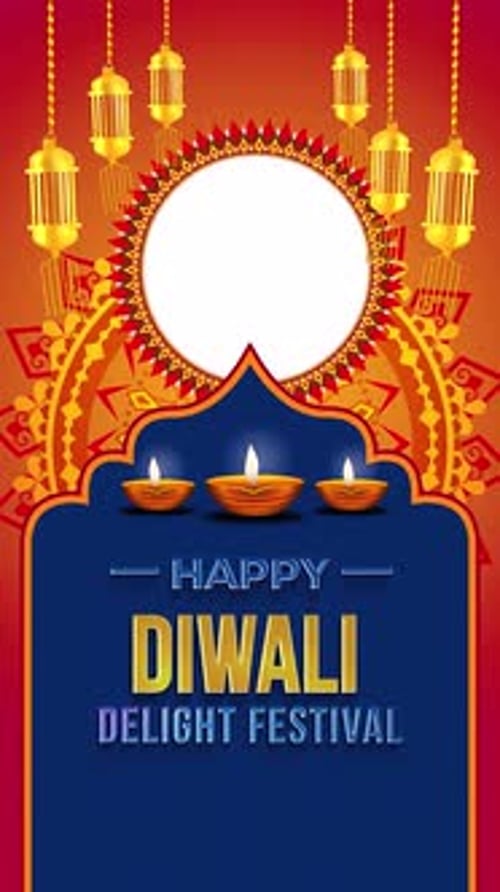 Happy Diwali Greeting with Traditional Indian Design Elements