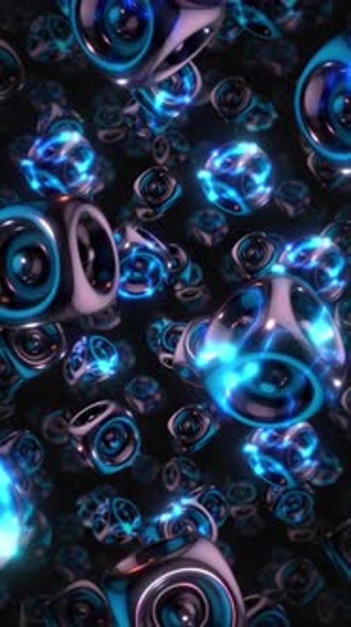Dark Chrome Electric Cuboid Shapes Portrait Background Loop