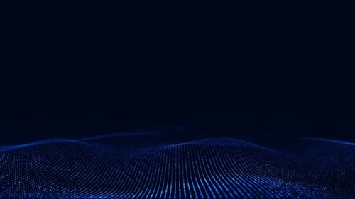 Abstract flowing smooth particles waves background. Digital network. Big data. Seamless loop animati