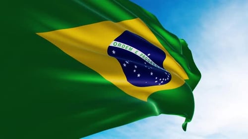 Vibrant Brazil Flag Waving Realistic Seamless Loop