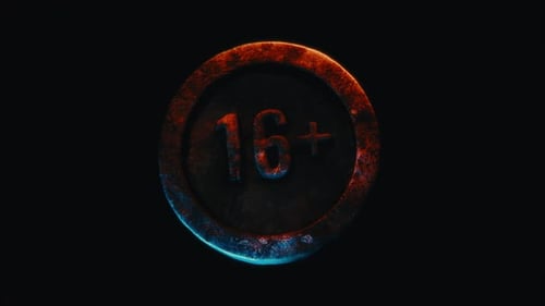 Metallic 16 Plus Age Restriction Badge Emerging From Darkness