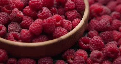 Healthy Organic Fresh Juicy Raspberry Fruit Berrie Macro Background