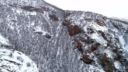 Aerial Shot of Rocky Winter Terrain