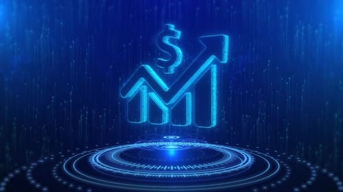 Financial Graph Text Cyberspace Future Digital Technology Hologram Concept