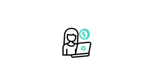 Animated Corporate Icon: Person Working on Laptop, Earning Money