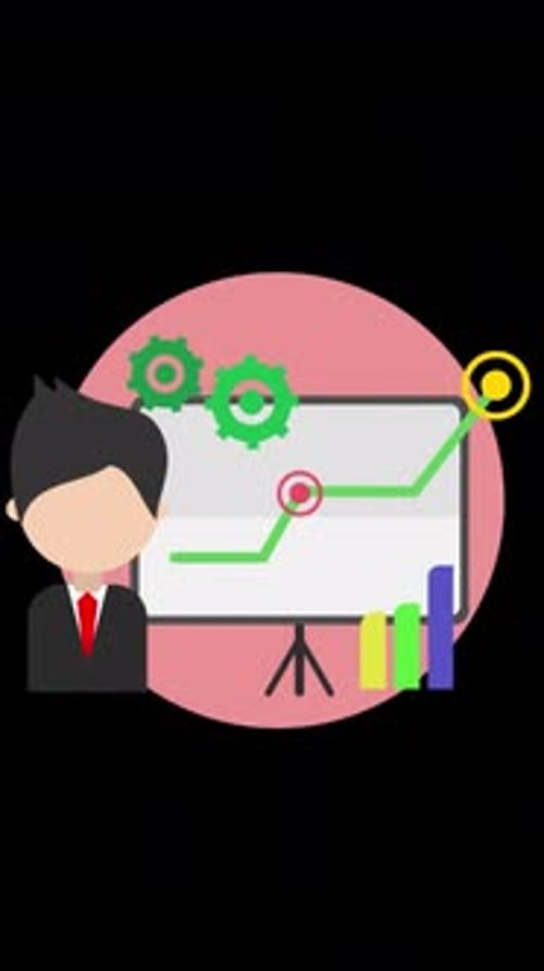 Showing Business Presentation To His Boss On Vertical On Alpha Channel
